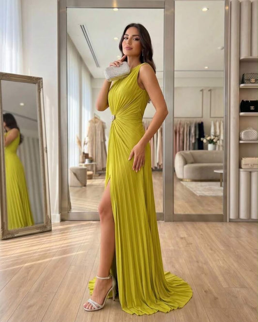 Emerald Maxi Pleated Dress