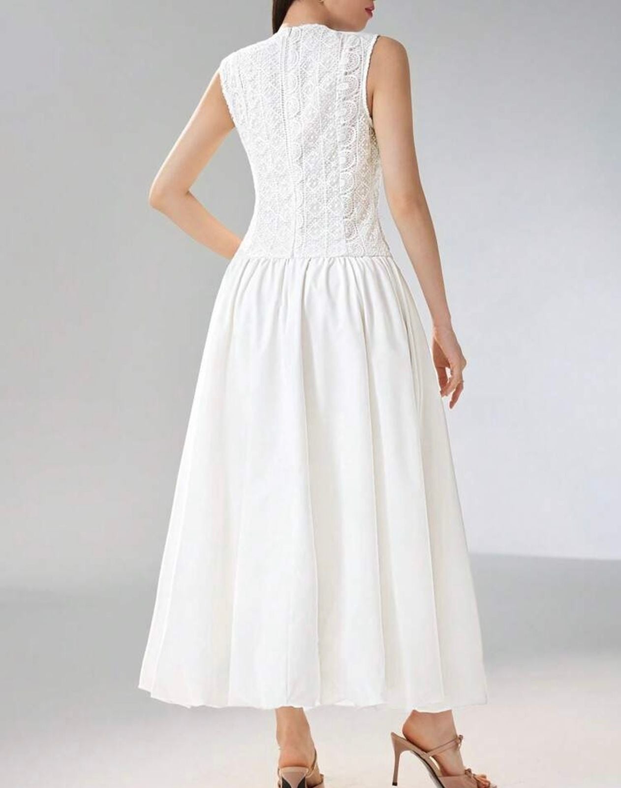 Embroidery White Balloon Dress