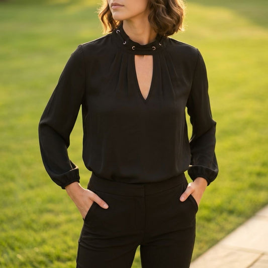 Chocker Neck Blouse Long Sleeve