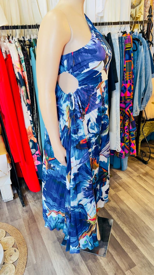 One Shoulder Maxi Print Dress