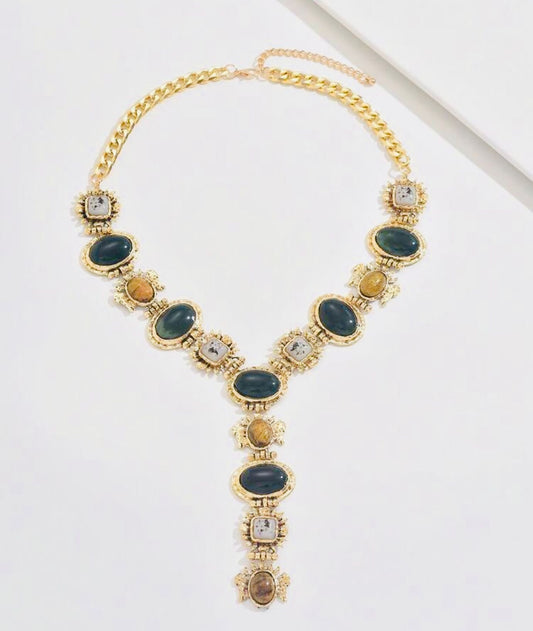 Vintage Gemstone Fashion Y Shaped Necklace