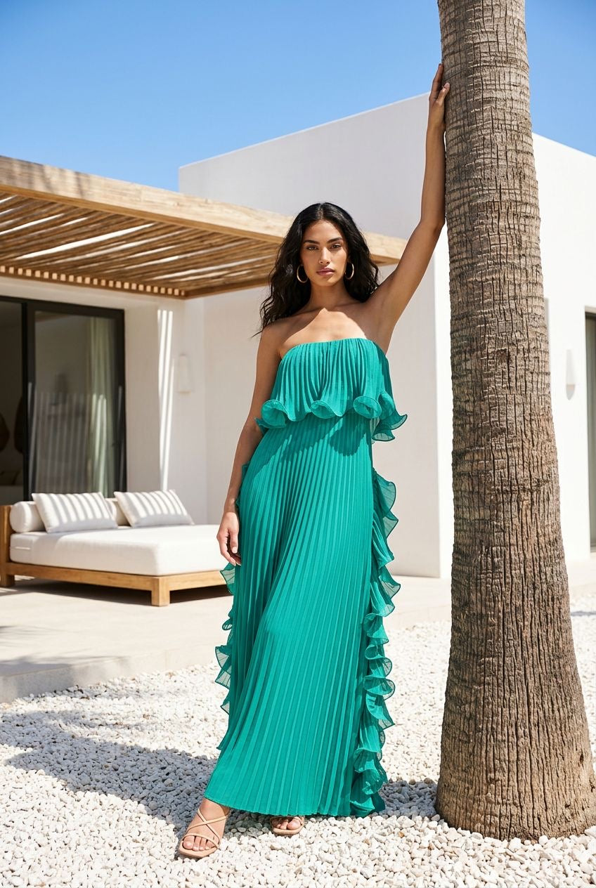 Chiffon Maxi Ruffle Dress