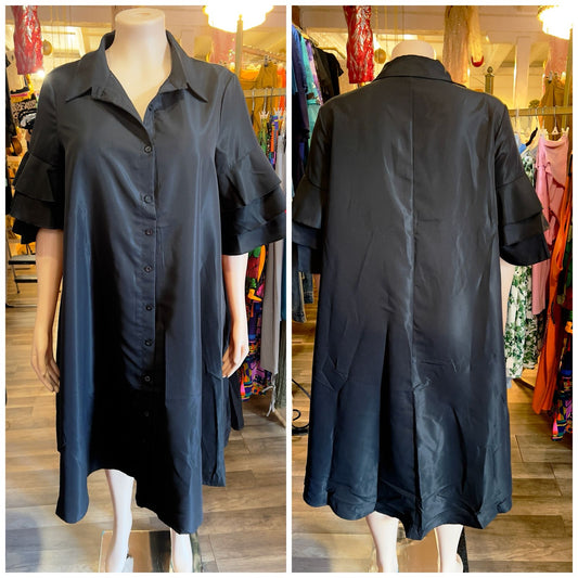 Bell Sleeve Midi Shirt Dress