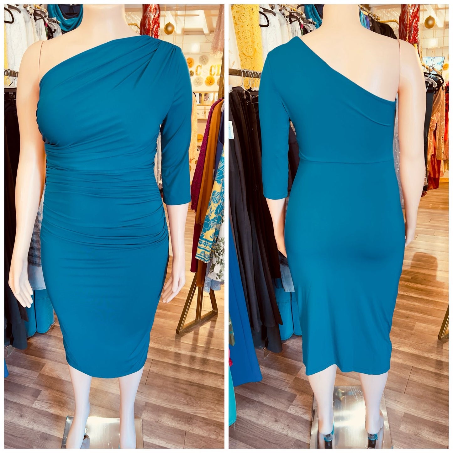 One Shoulder Bodycon Midi Dress