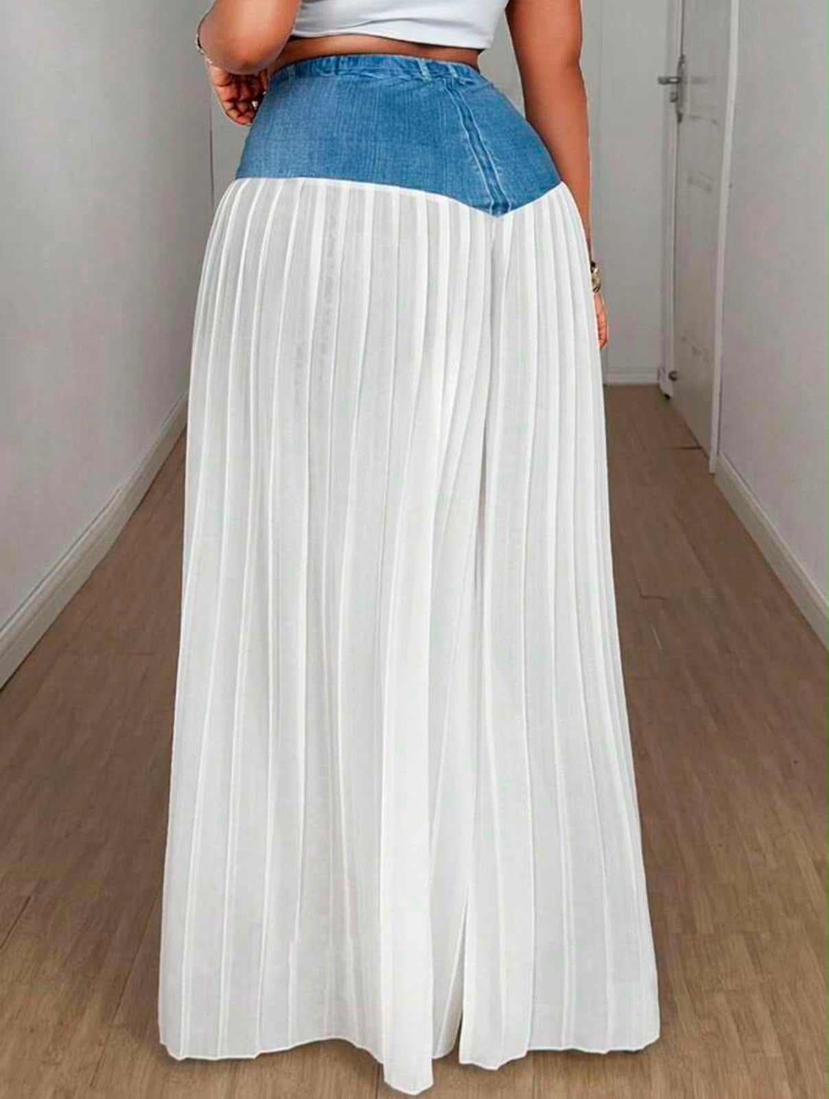 Stretchy Waist Pleated Palazzo Pants