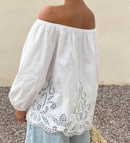 Off Shoulder Cotton Blouse