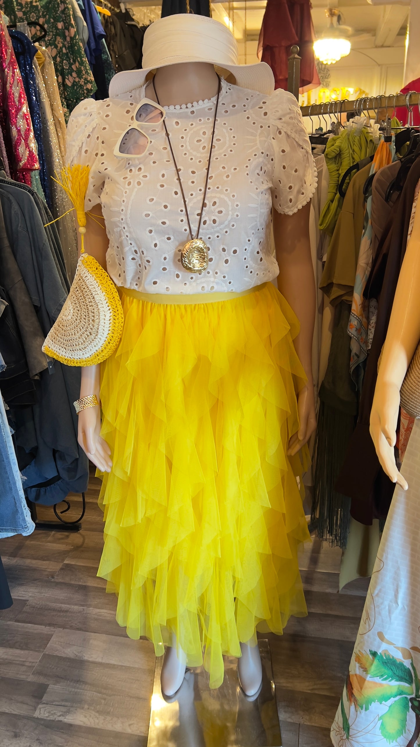 Mesh Layered Puff Skirt
