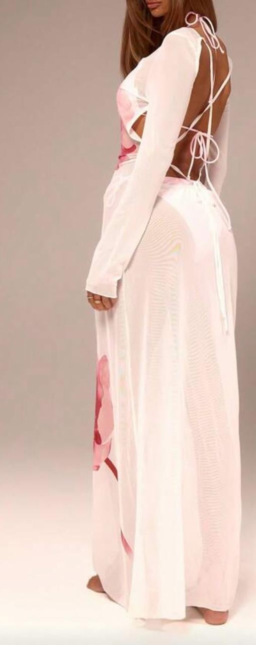 Beach Cover Up Long Sleeve Dress