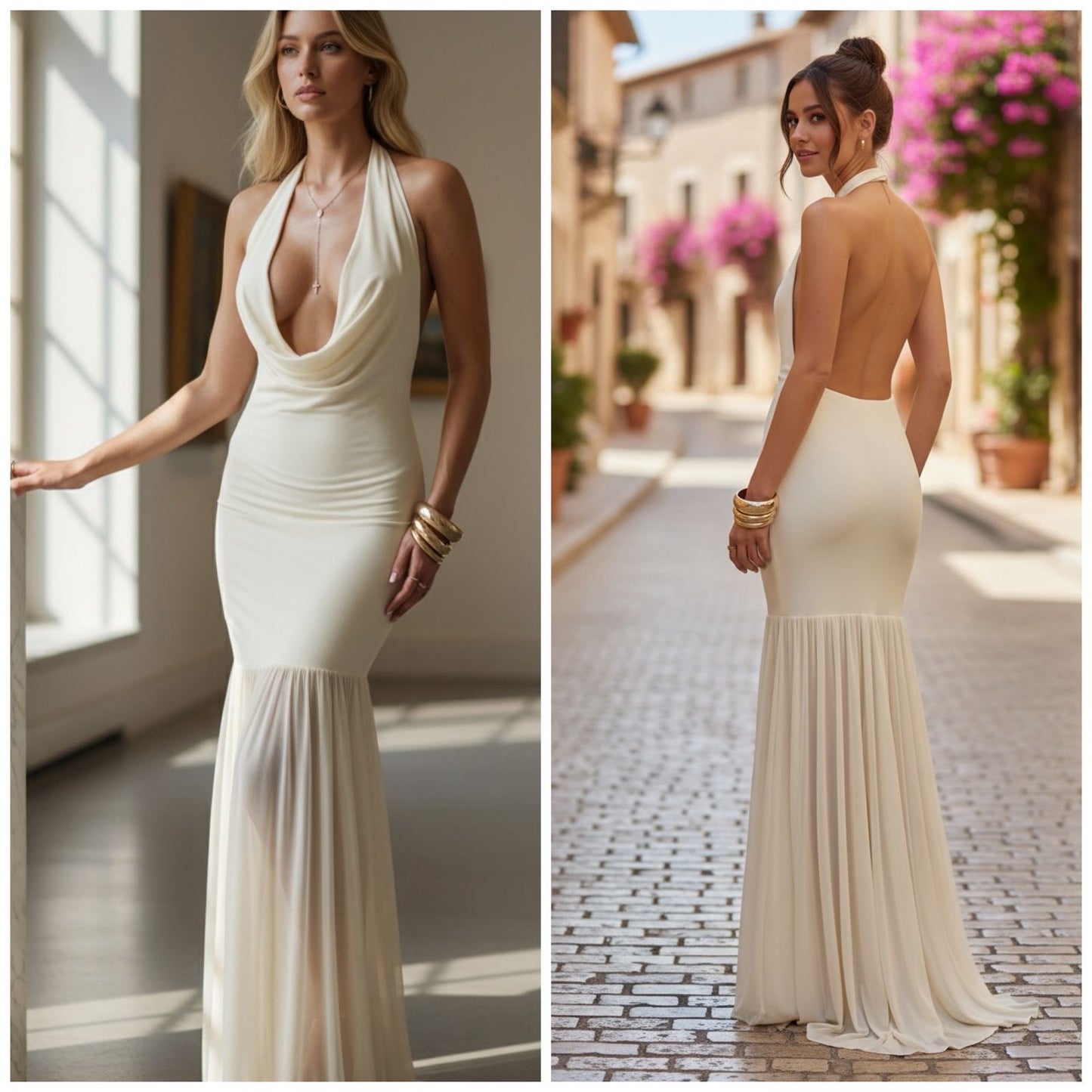 Sheer Maxi Halter Dress