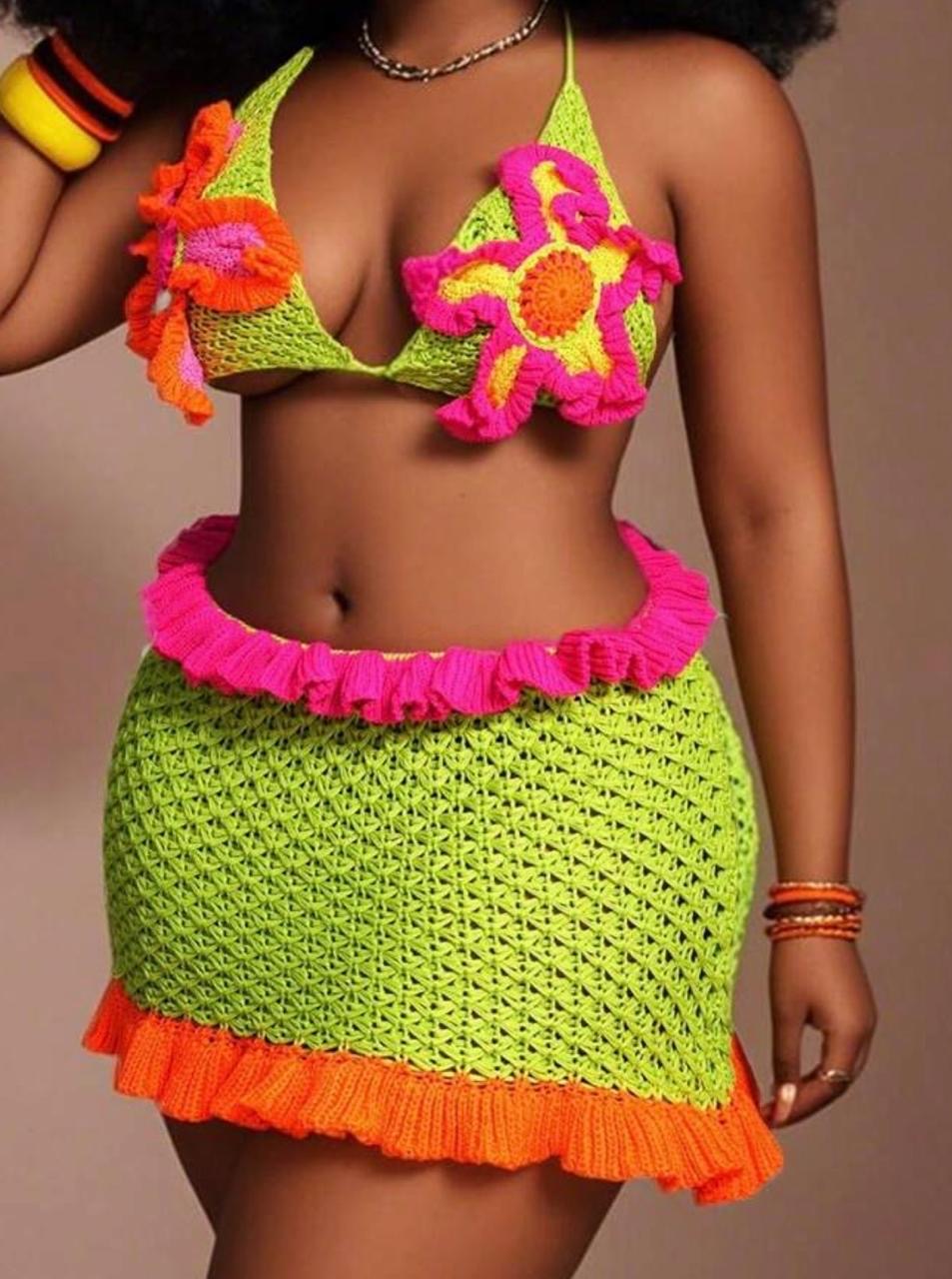 Crochet Mini Skirt Set