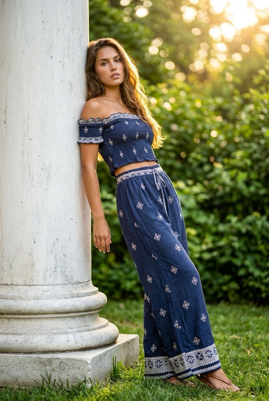 Boho Wide Leg Pant Set