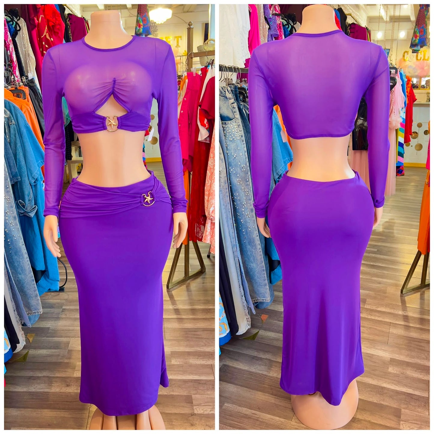 Sheer Maxi Skirt Set