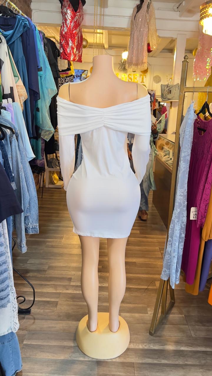 Long Sleeve Stretch Cotton Knee Length Dress