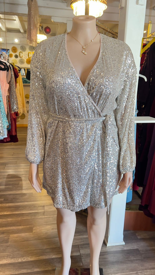 Sequin Wrap Dress