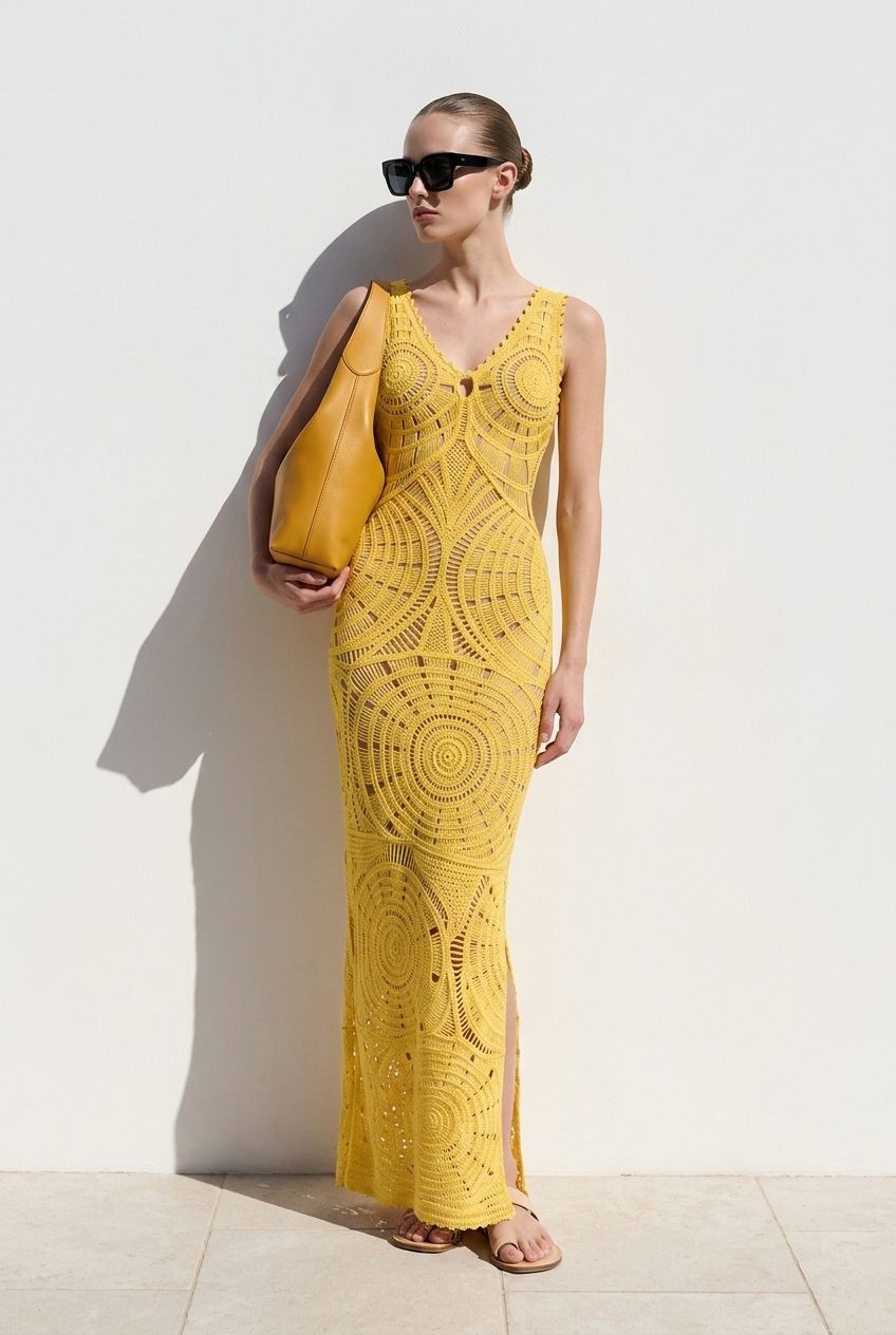 Summer Crochet Dress With Slit