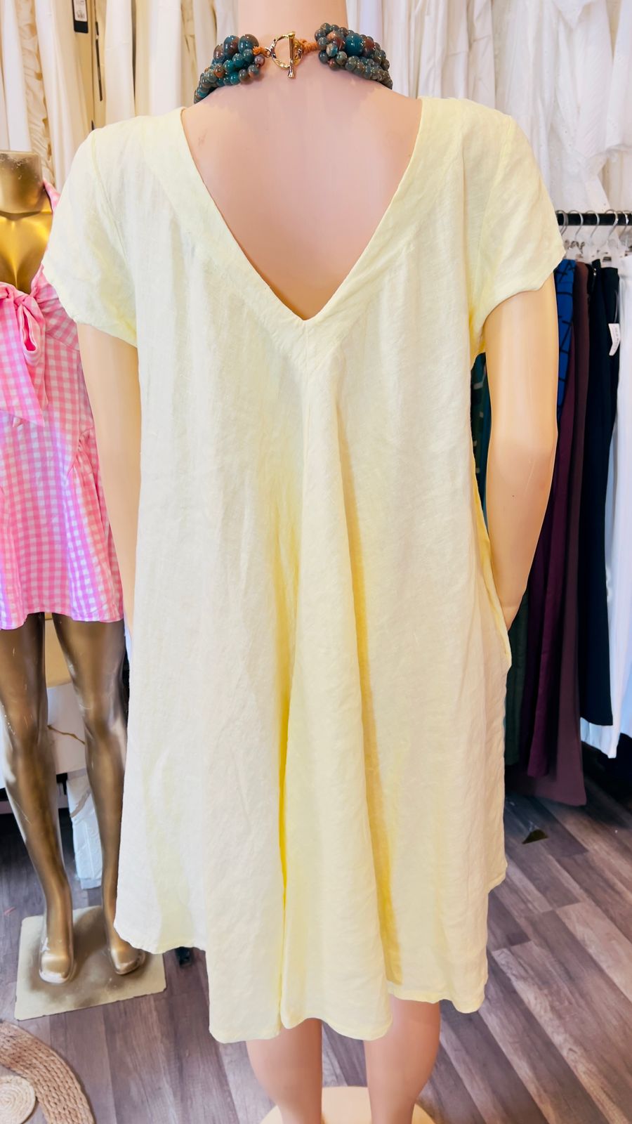 100% Italian Linen Dress With Pockets