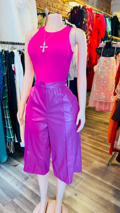 Women Leather 3/4 Pant