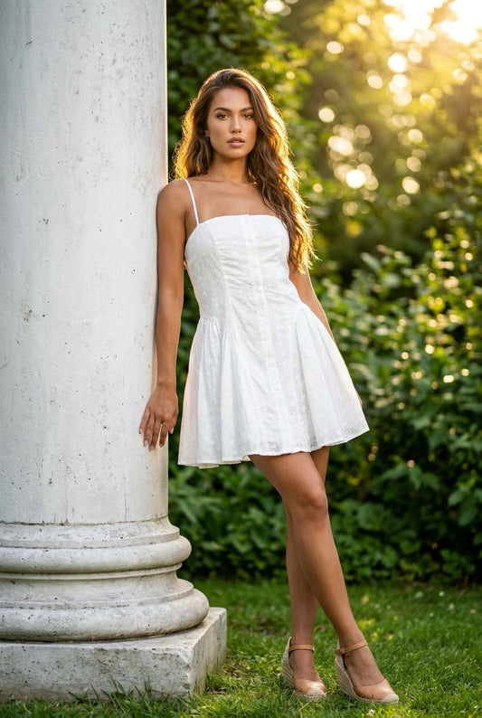 Eyelet Mini Flare Dress