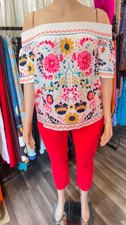 Off Shoulder Floral Blouse