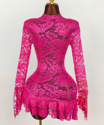 Lace Mini Dress Long Sleeve