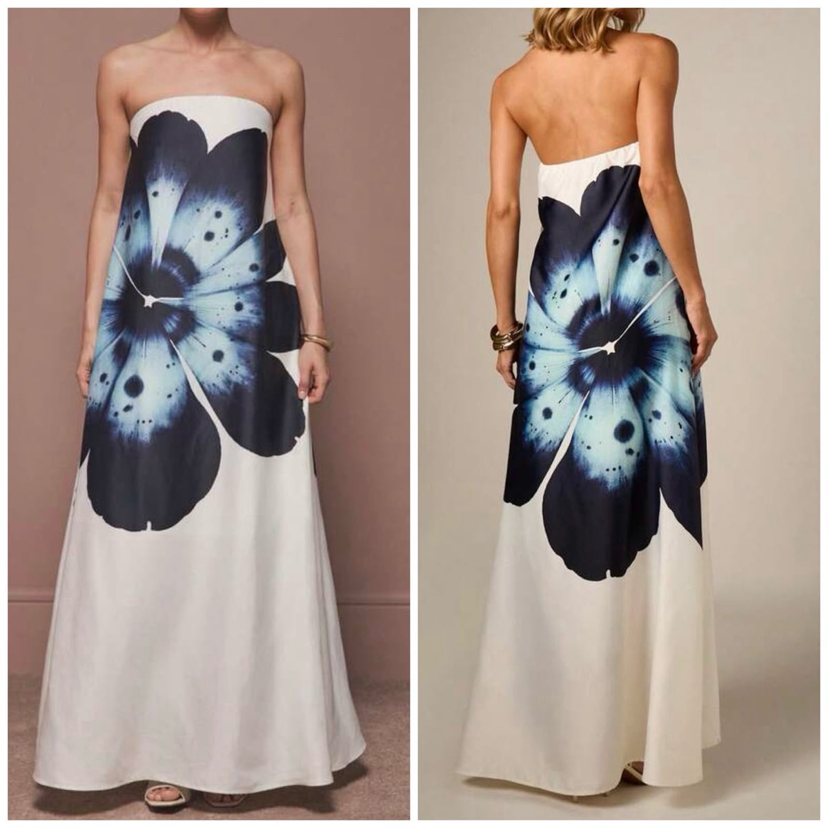 Tube Flared Maxi Flower Dress