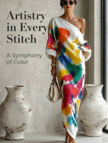 Abstract Drop Shoulder Dress