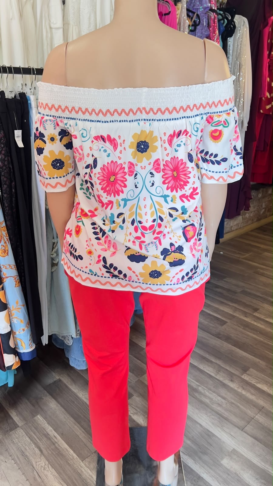 Off Shoulder Floral Blouse