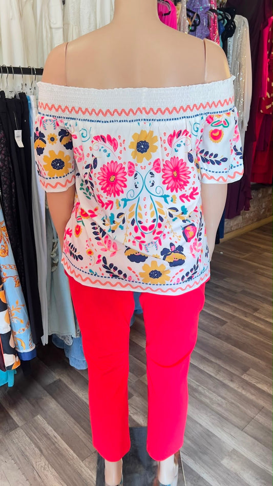Off Shoulder Floral Blouse