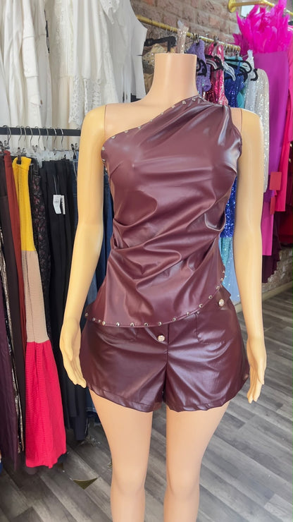 Stud Leather Blouse