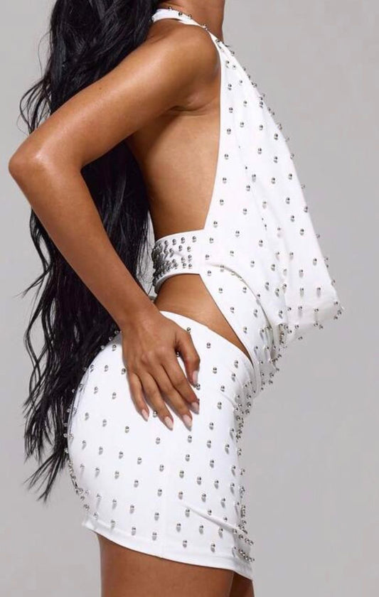 Stud Mini Halter Skirt Set