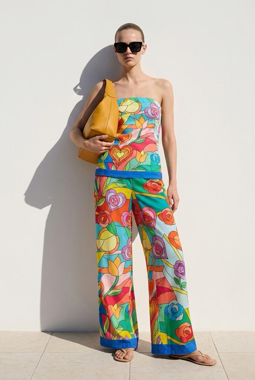 Two Piece Tube Pant Set With Pockets