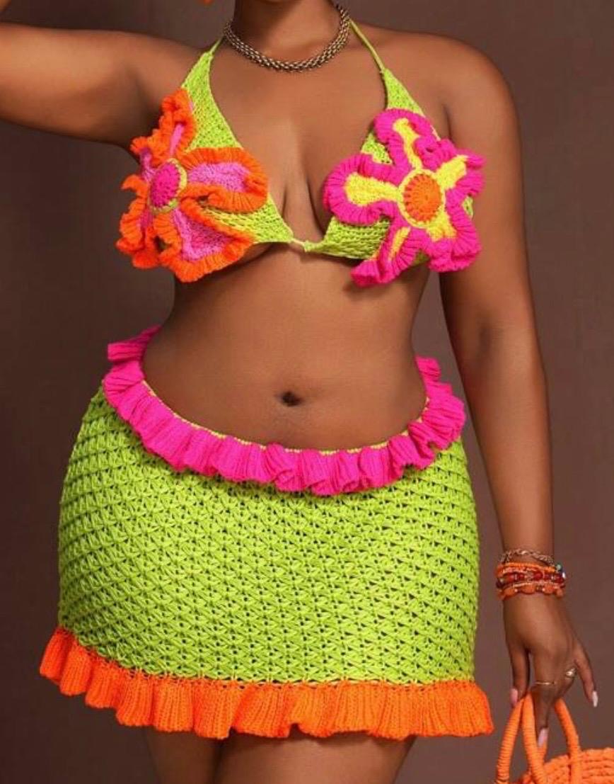 Crochet Mini Skirt Set