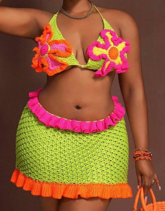 Crochet Mini Skirt Set