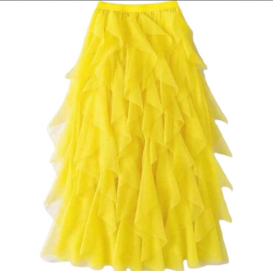 Mesh Layered Puff Skirt