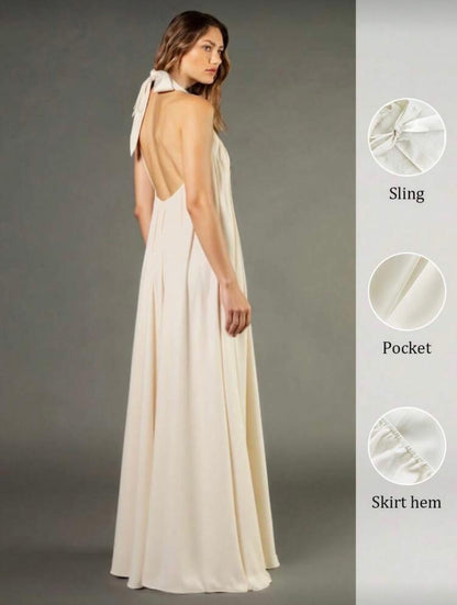 Half Maxi Dress With Pockets