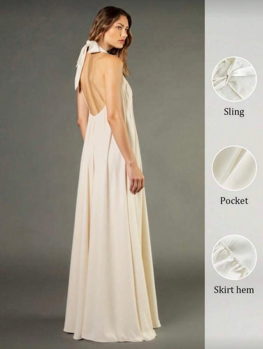 Half Maxi Dress With Pockets