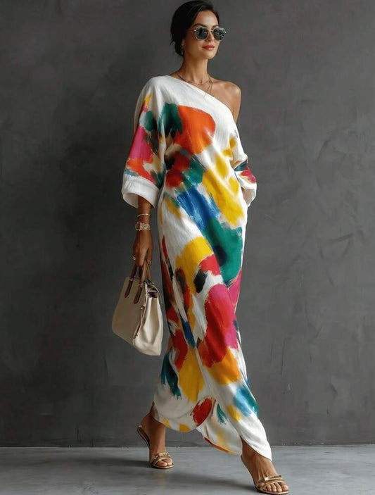 Abstract Drop Shoulder Dress