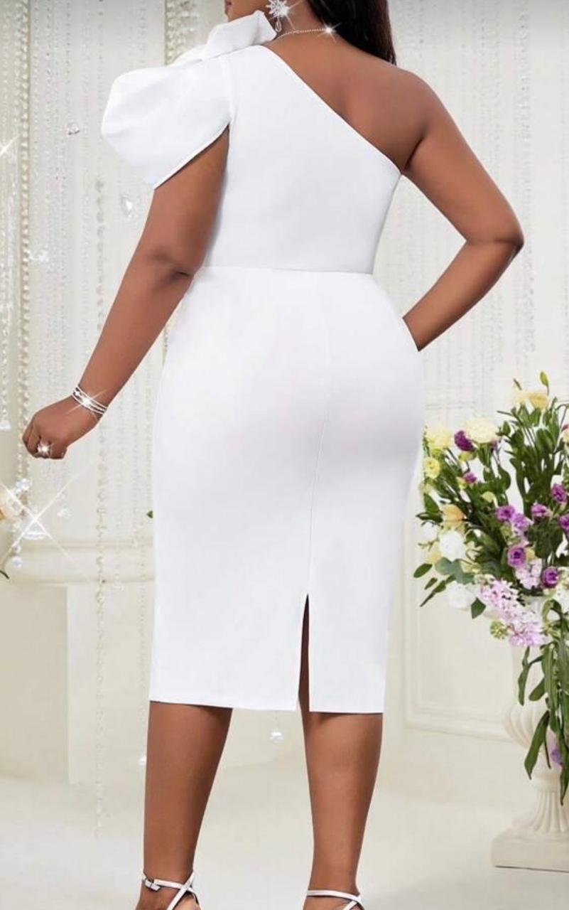 Bow One Shoulder Midi Dress