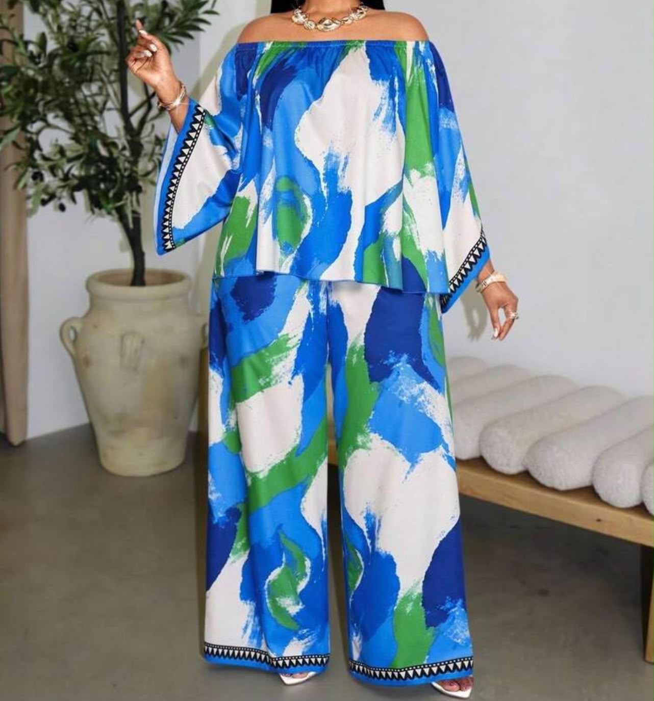 Nelly Off Shoulder Plus Size Pant Set