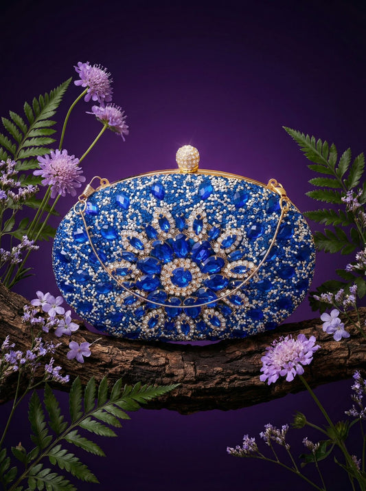 Oval Rhinestone Clutch