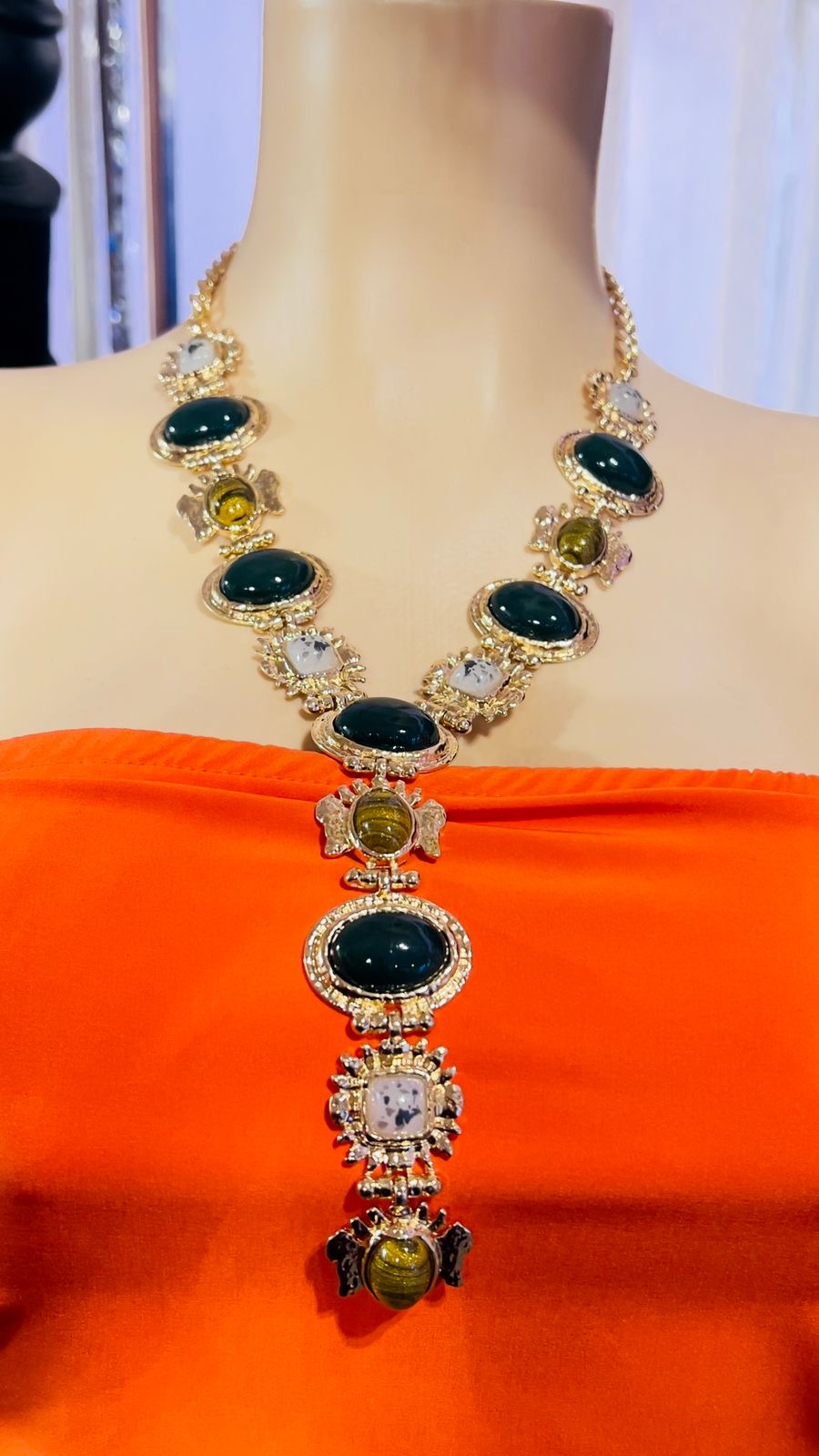 Vintage Gemstone Fashion Y Shaped Necklace