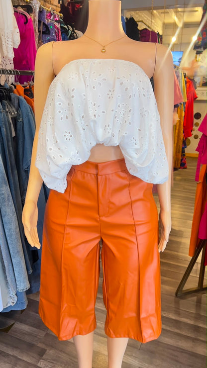 Women Leather 3/4 Pant