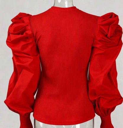 Long Puff Sleeve Blouse