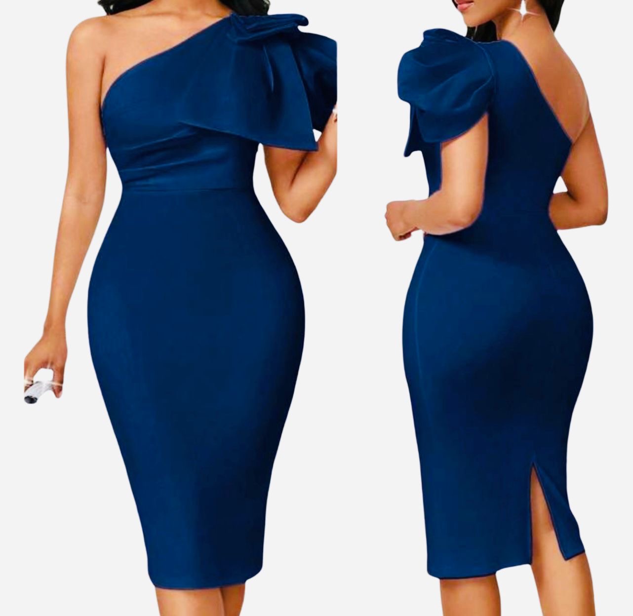 One Shoulder Bow Body Con Dress