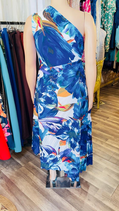 One Shoulder Maxi Print Dress