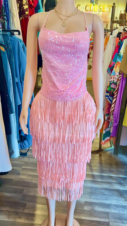 Fringe Midi Skirt With Slit