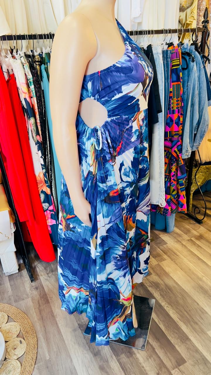 One Shoulder Maxi Print Dress