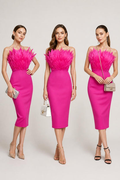 Bandage Feather Midi Dress