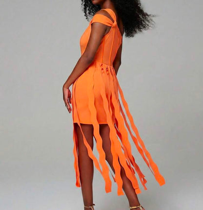 Fringe Bodycon Midi Dress