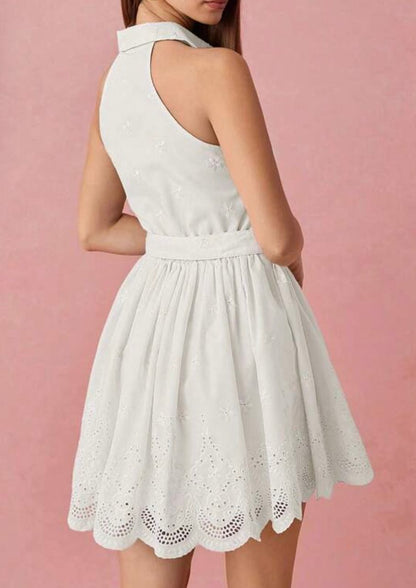 Eyelet Flair Dress With Belt